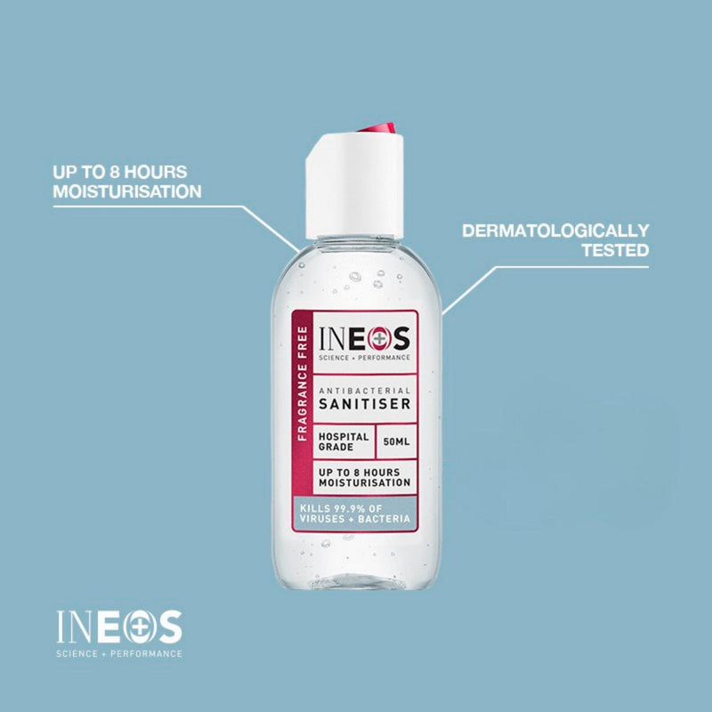 Ineos Antibacterial Hand Sanitiser Gel 50ml, imported from the UK