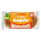 Warburtons sesame thin bagels x6, imported from the UK