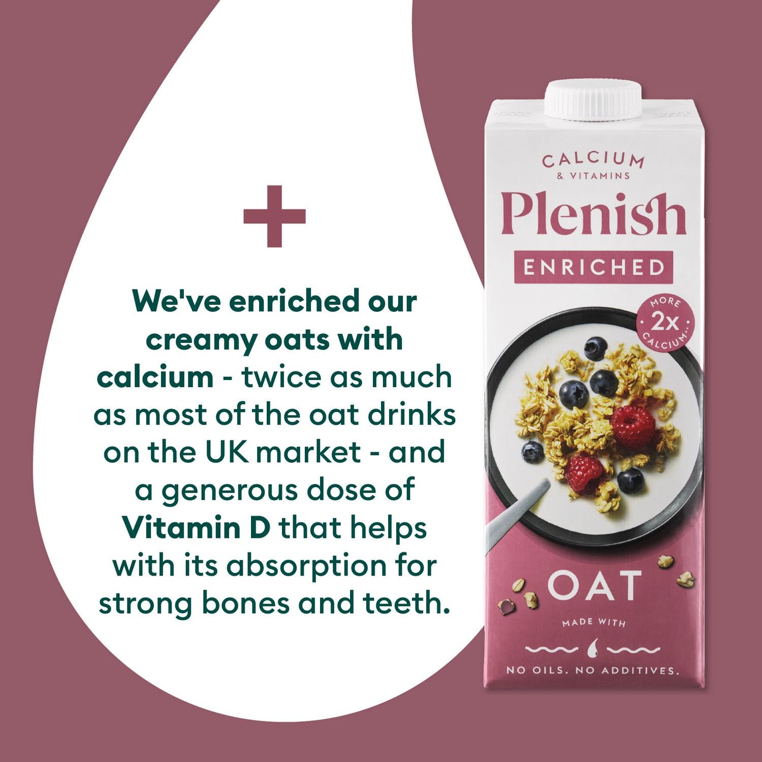 Plenish oat drink with added calcium and vitamins 1L, UK version