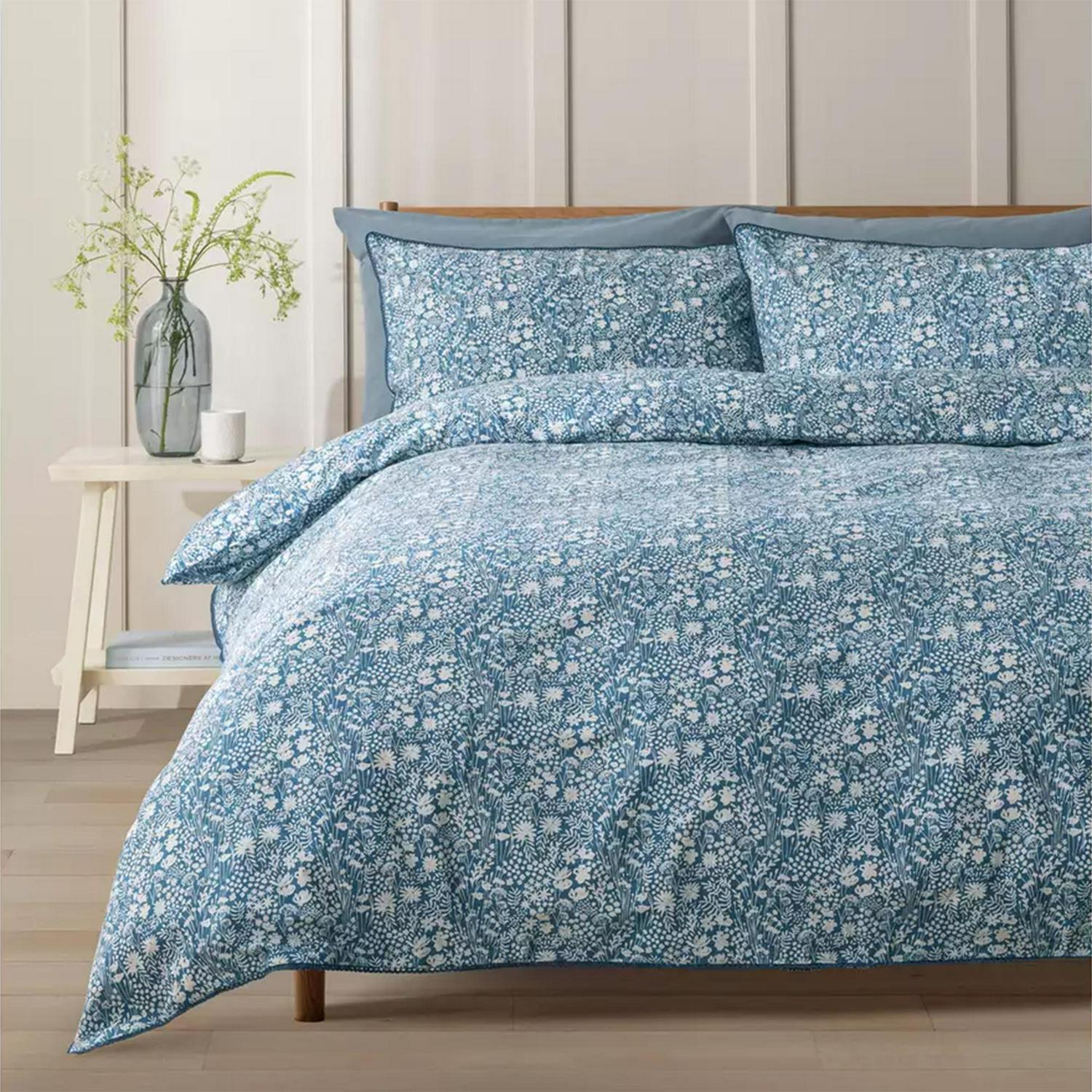 Sainsbury's Home Cotton Ditsy Floral Blue Single Duvet Cover (British brand)