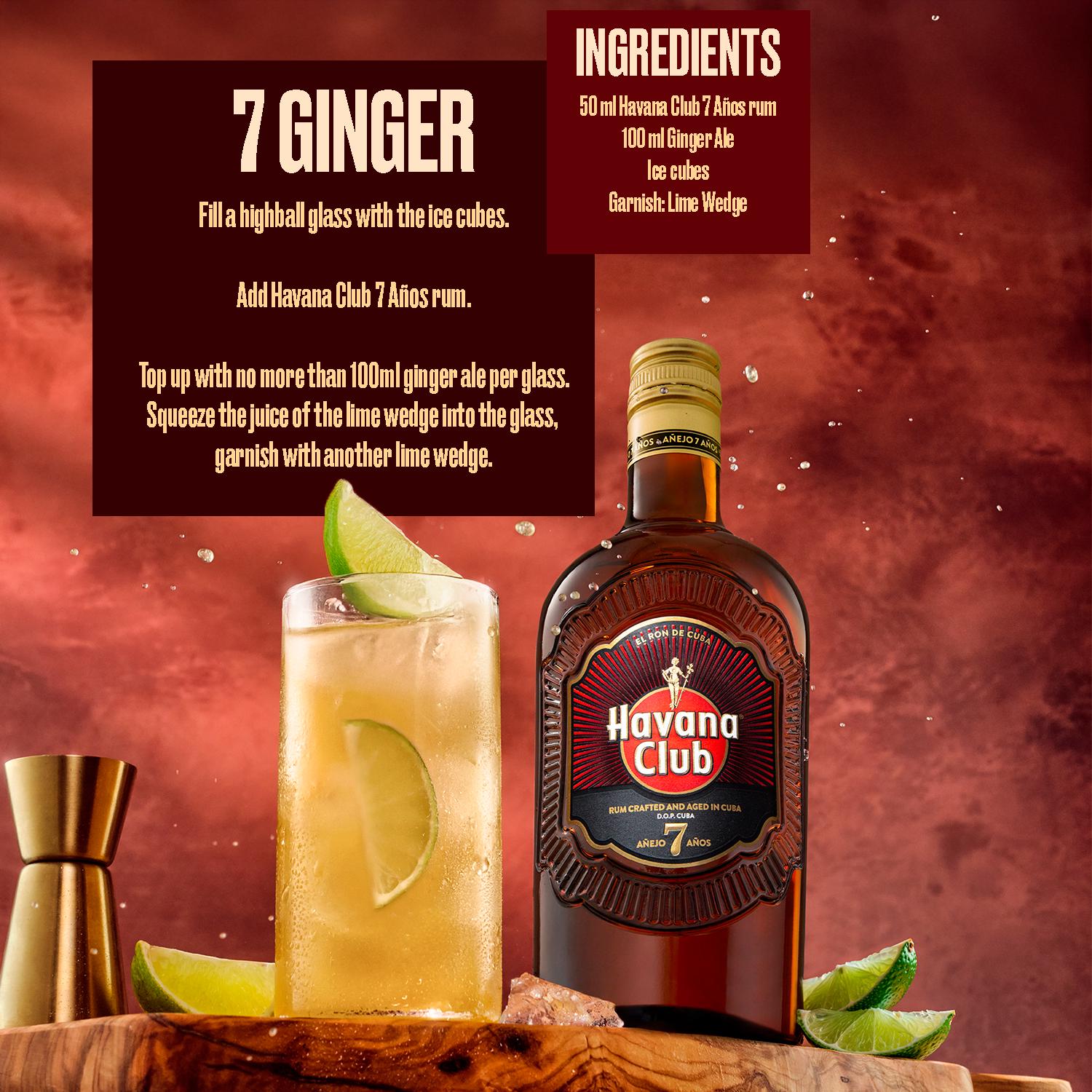 Havana Club 7 Year Old dark rum 70cl, imported from the UK