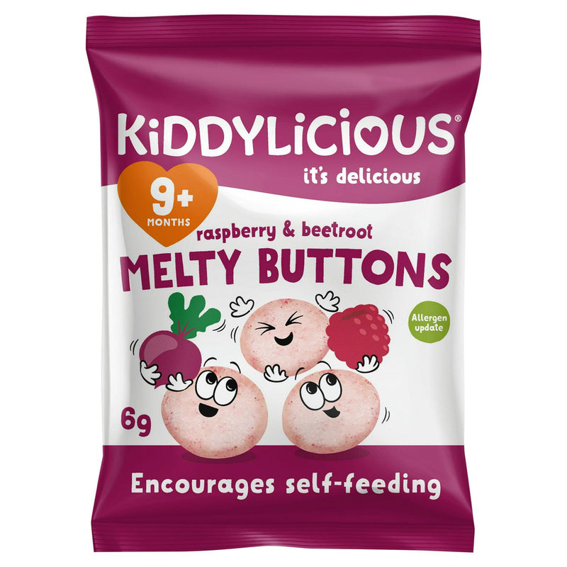 Kiddylicious raspberry beetroot melty buttons baby snacks 6g, UK version