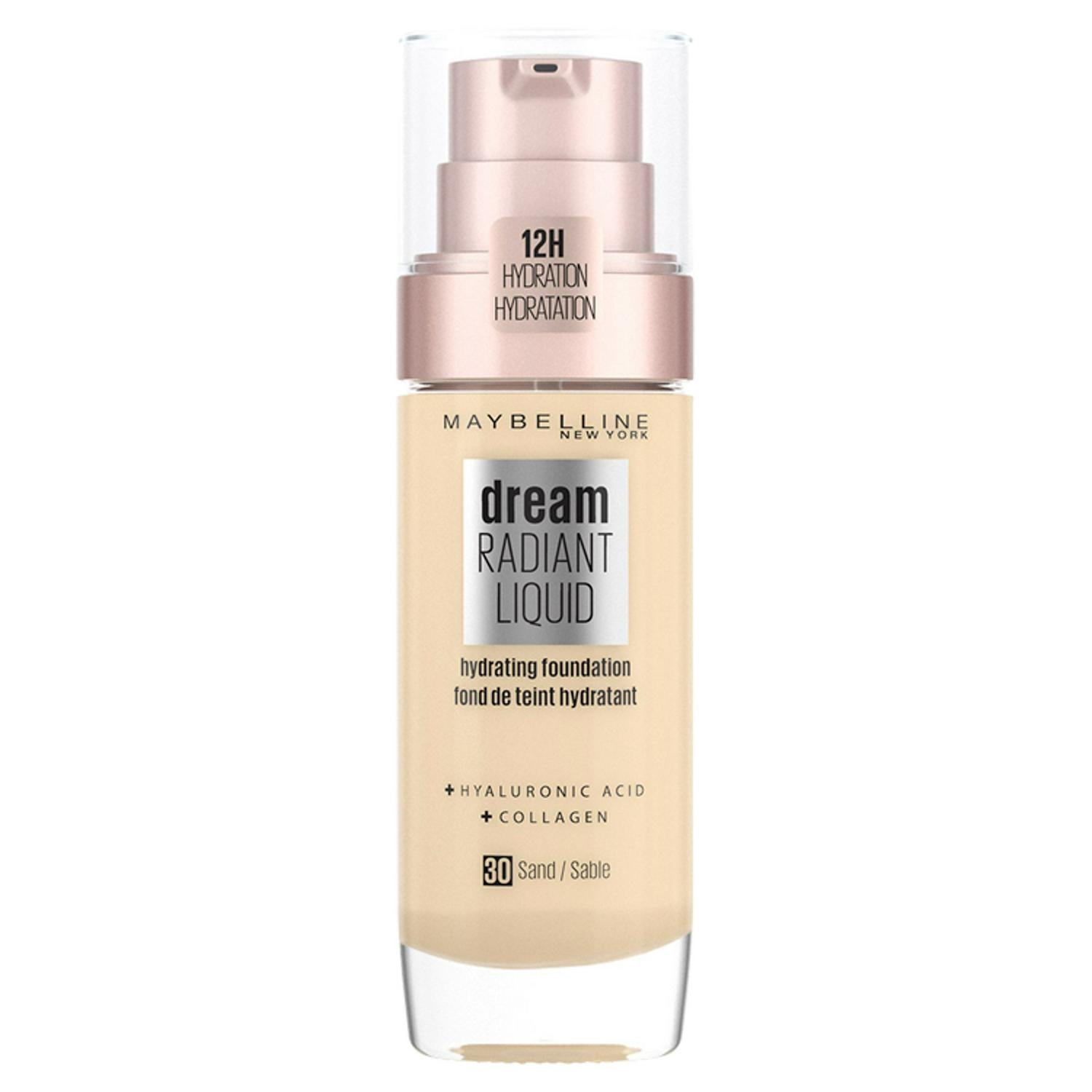 Lightweight Medium Coverage Liquid Foundation with Hyaluronic Acid and Collagen – Up to 12 Hour Hydration