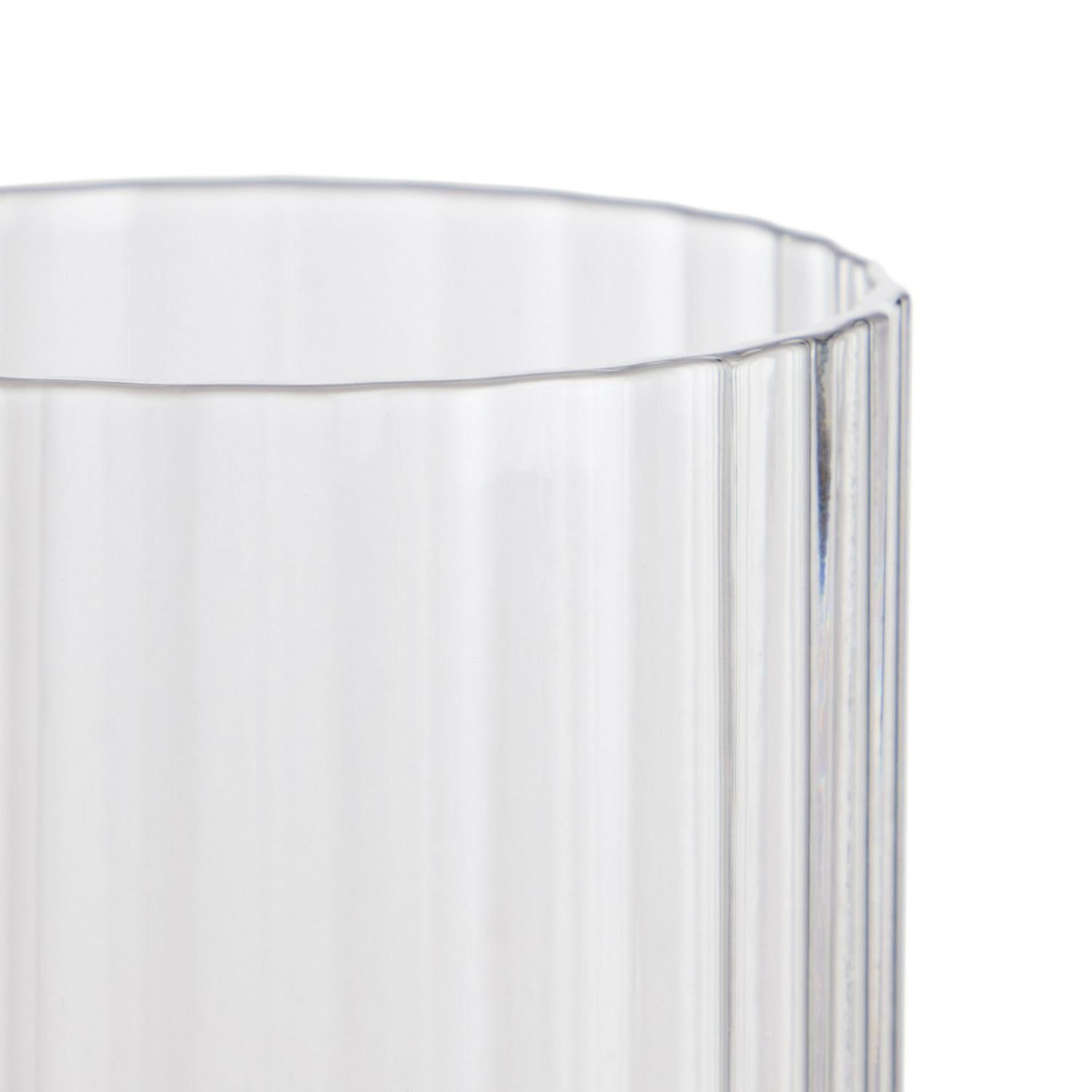 Clear Wide Ribbed Wine Glass with Slender Stem, 250ml