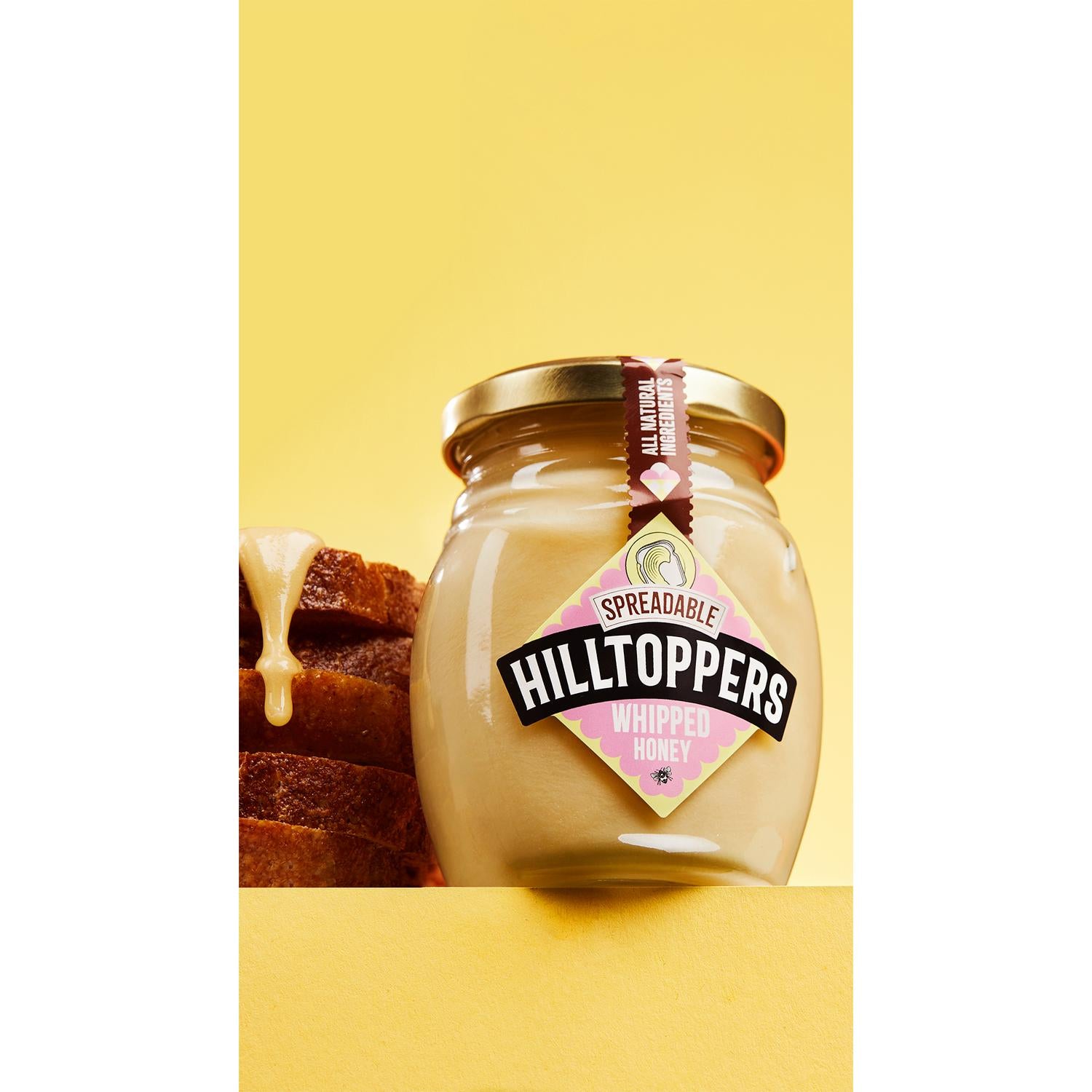 Hilltop spreadable whipped honey 225g, UK version.