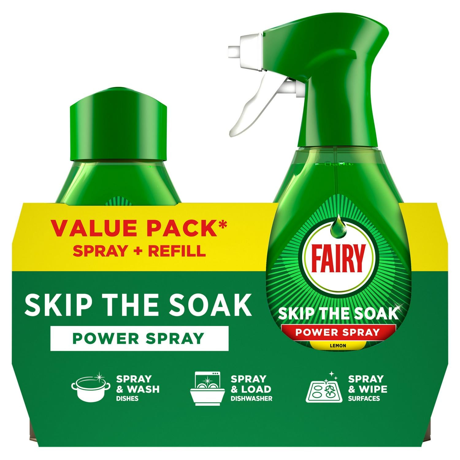 Fairy Skip the Soak Dish Power Spray + Refill Lemon 1000ml