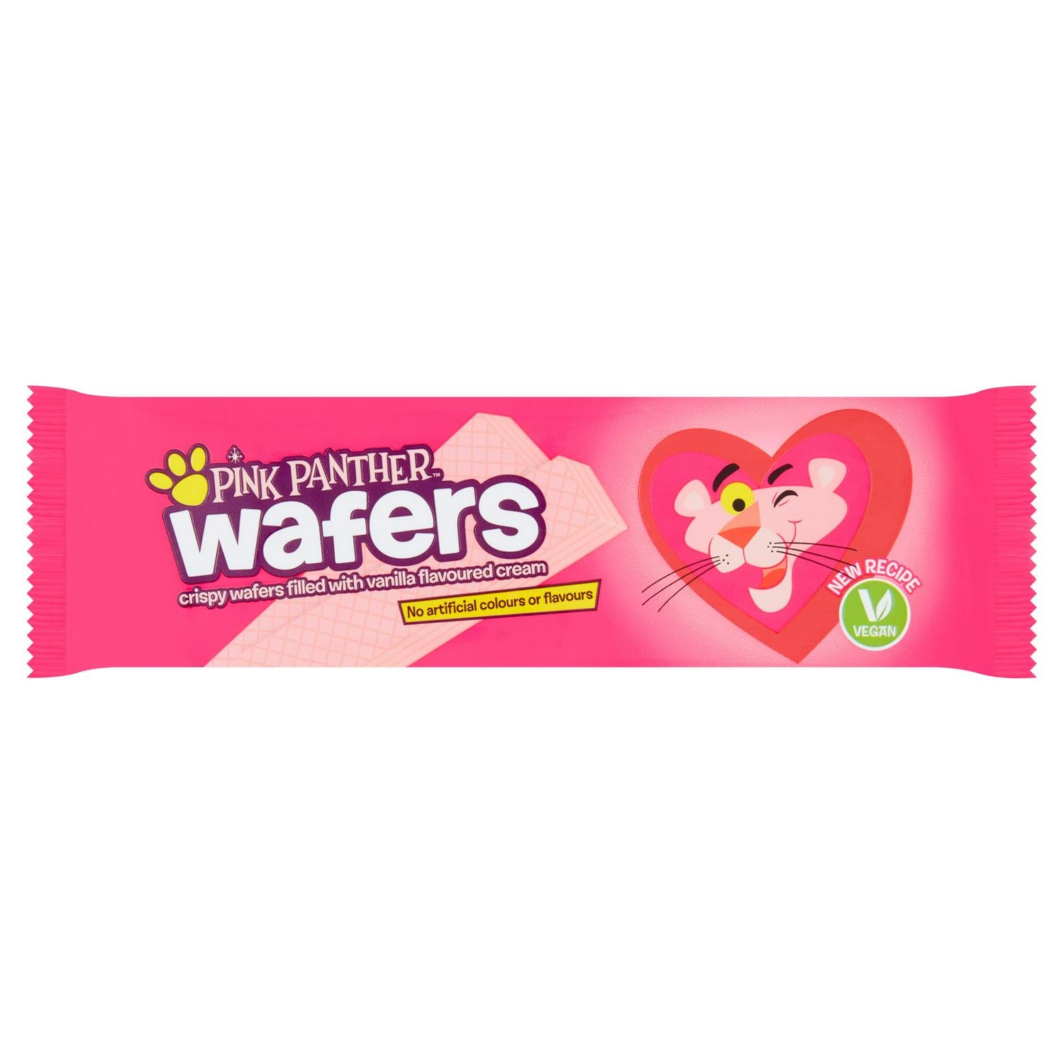 Pink Panther wafers vanilla cream 154g, imported from the UK