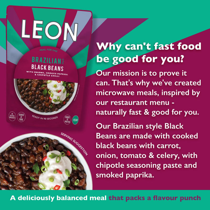 Leon Brazilian Style Black Beans Meal 250g pouch, UK version