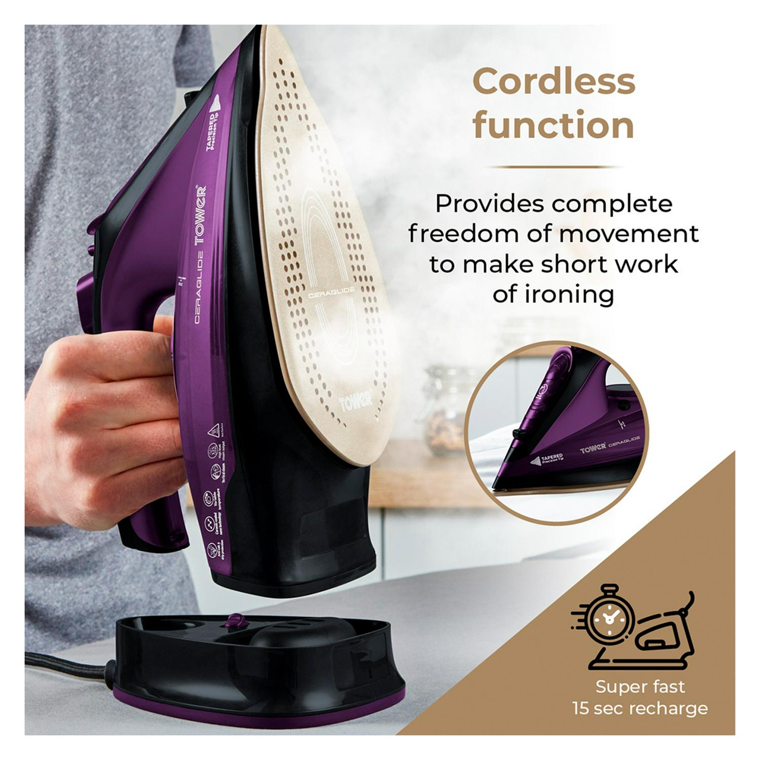 Tower 2-in-1 CeraGlide Steam Iron 1.2kg (British brand)
