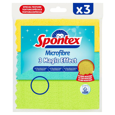 Sainsburys Spontex Magic Effect Microfibre Cloths x3 Pack Assorted 24.5 x 25cm- Buy online at McGrocer