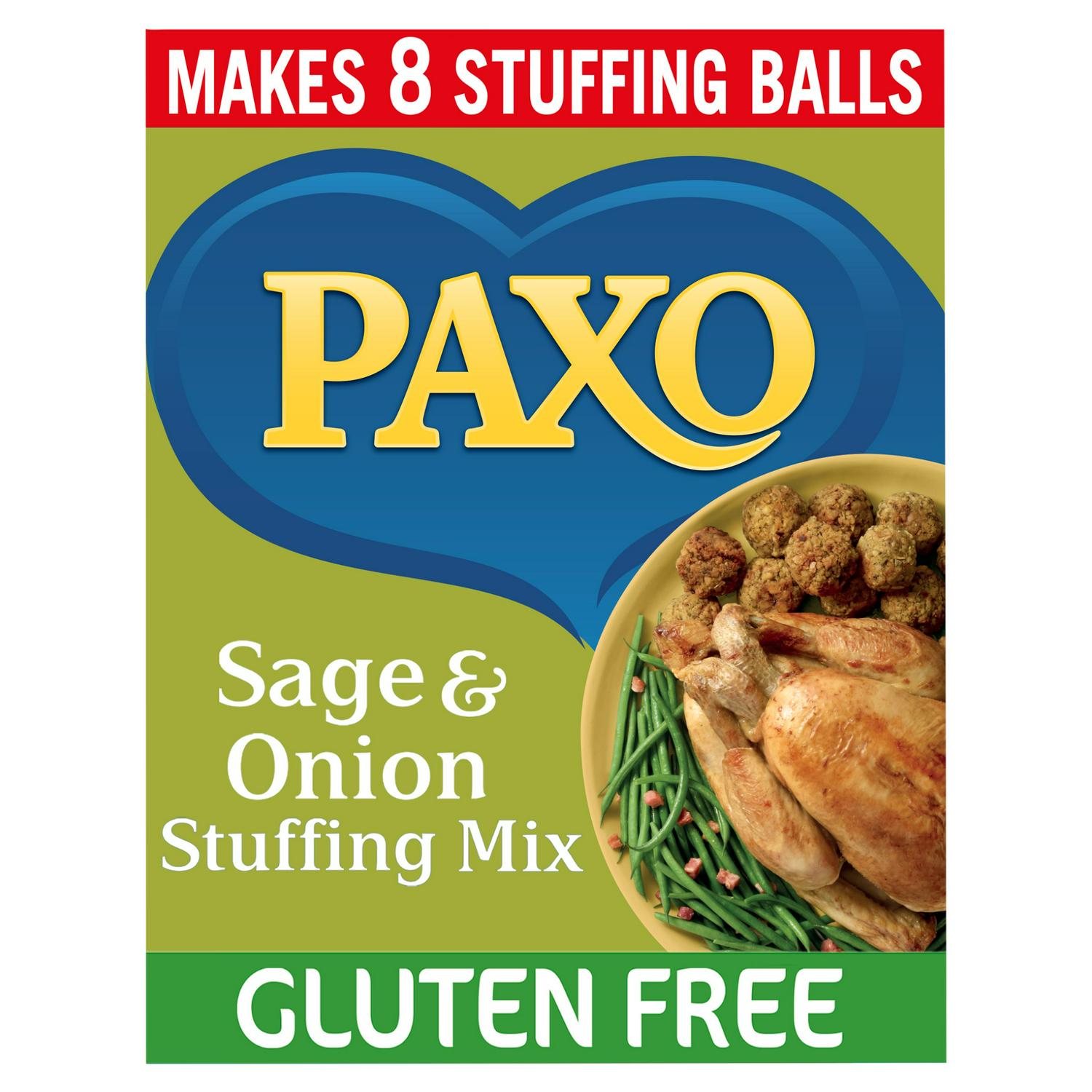 Paxo Gluten Free Sage and Onion Mix 150g, imported from the UK