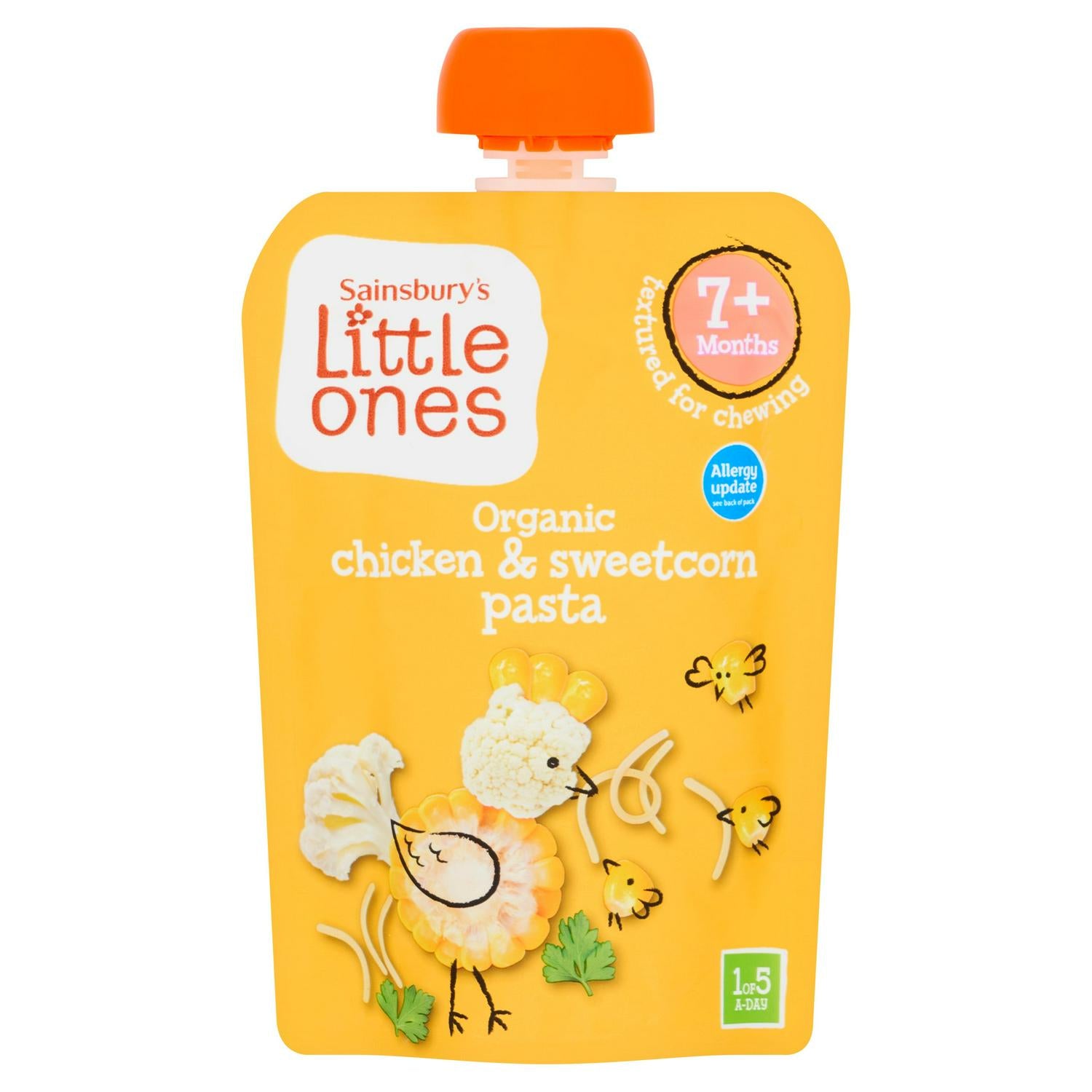 Sainsbury's Little Ones Organic Chicken Sweetcorn Pasta 130g (British brand)