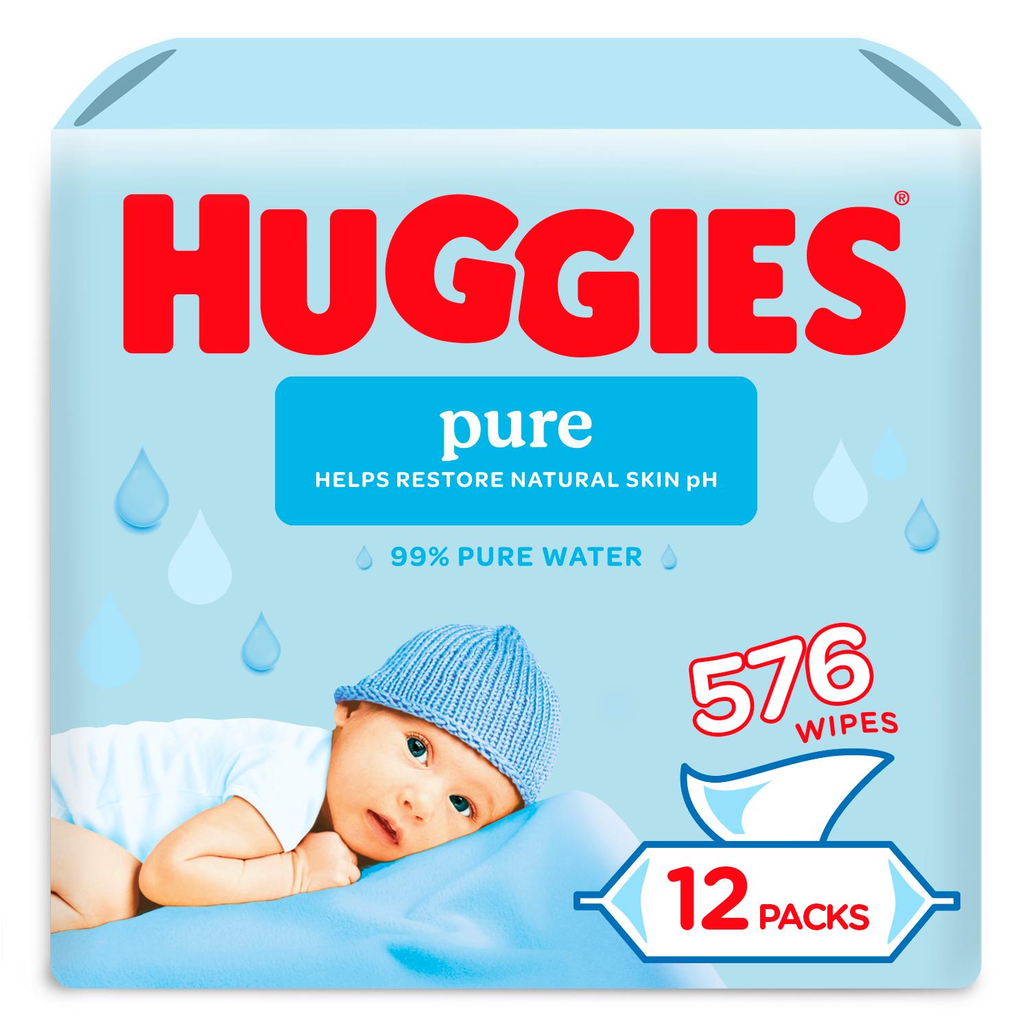 Huggies Pure Baby Wipes 12 x 48, UK version