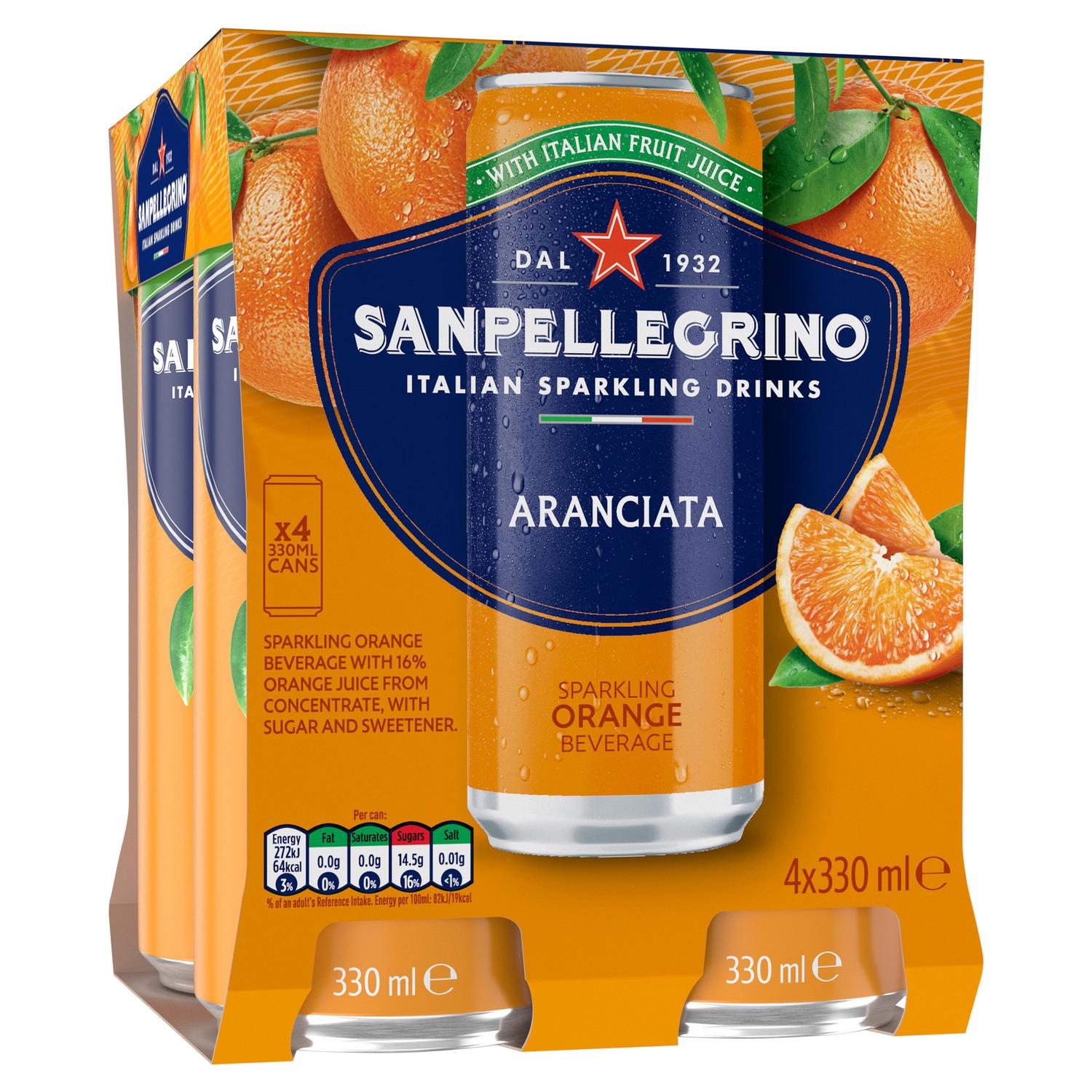 San Pellegrino Orange Sparkling Drink 4 x 330ml (British brand)