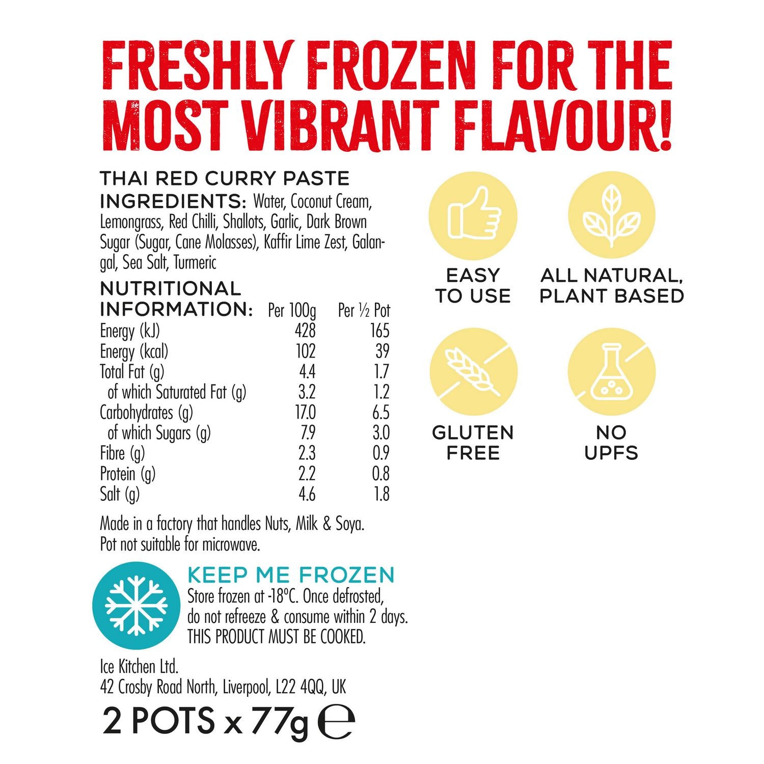 Ice Kitchen Thai Red Curry Paste Frozen 2 x 77g, UK version