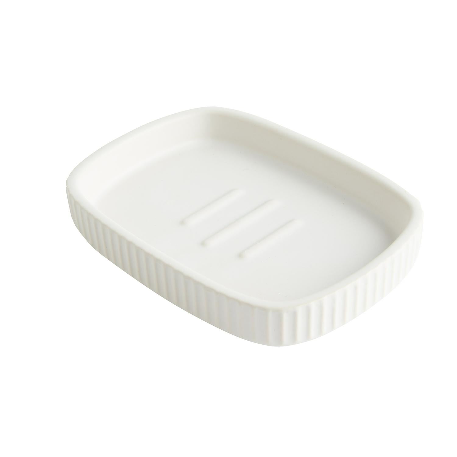 Sainsbury's Home ribbed ceramic soap dish white (British brand)