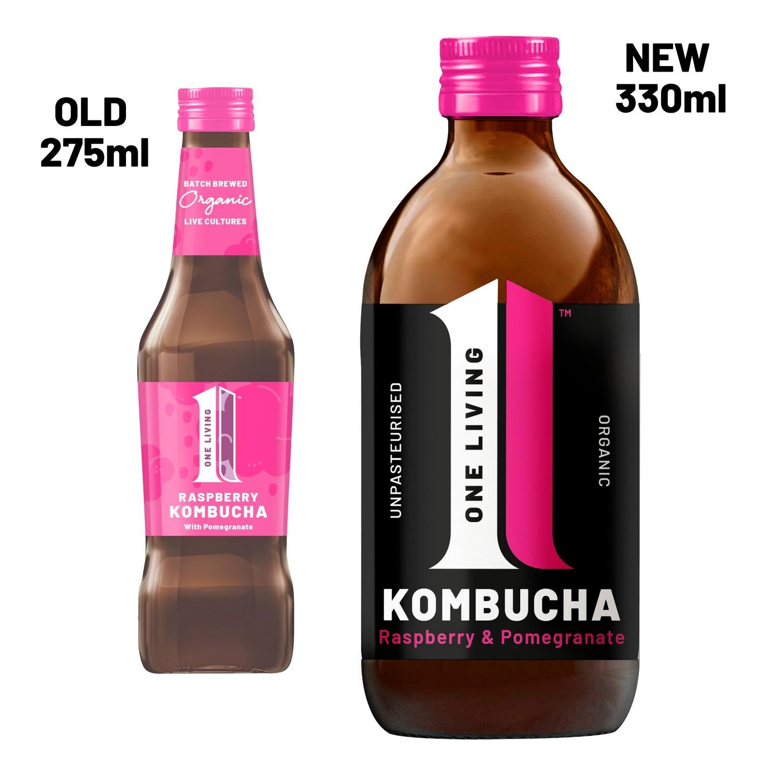 One Living Organic Kombucha Raspberry & Pomegranate 330ml