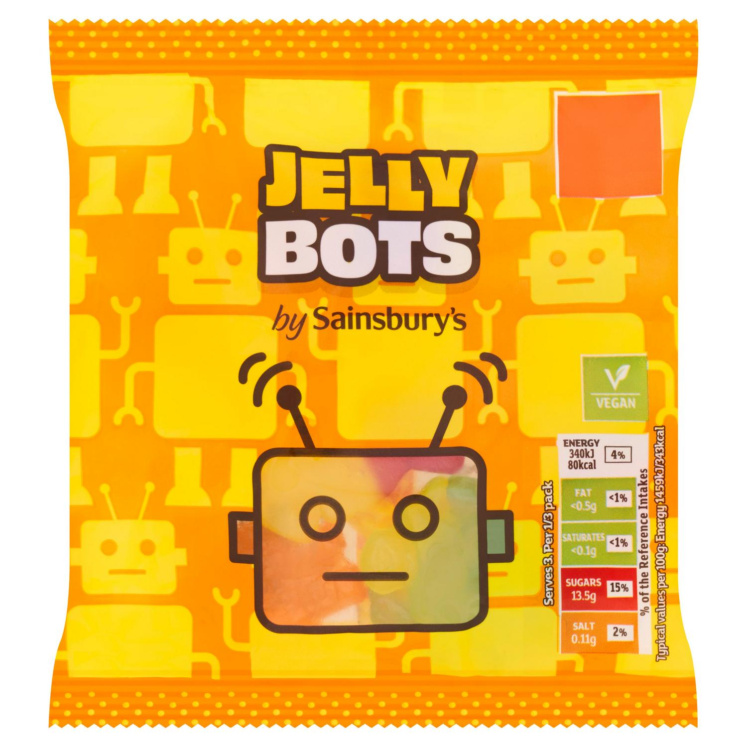 Sainsbury's Jelly Bots mixed fruit gummies 70g (British brand)