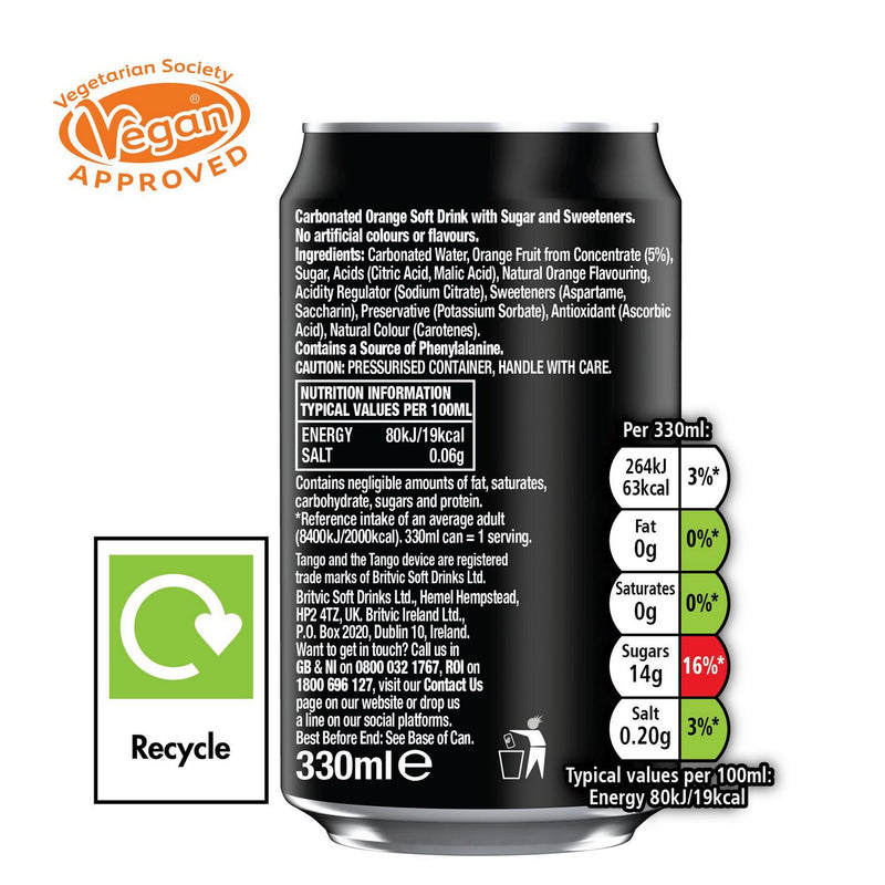 Tango orange soft drink original 24x330ml (British brand)