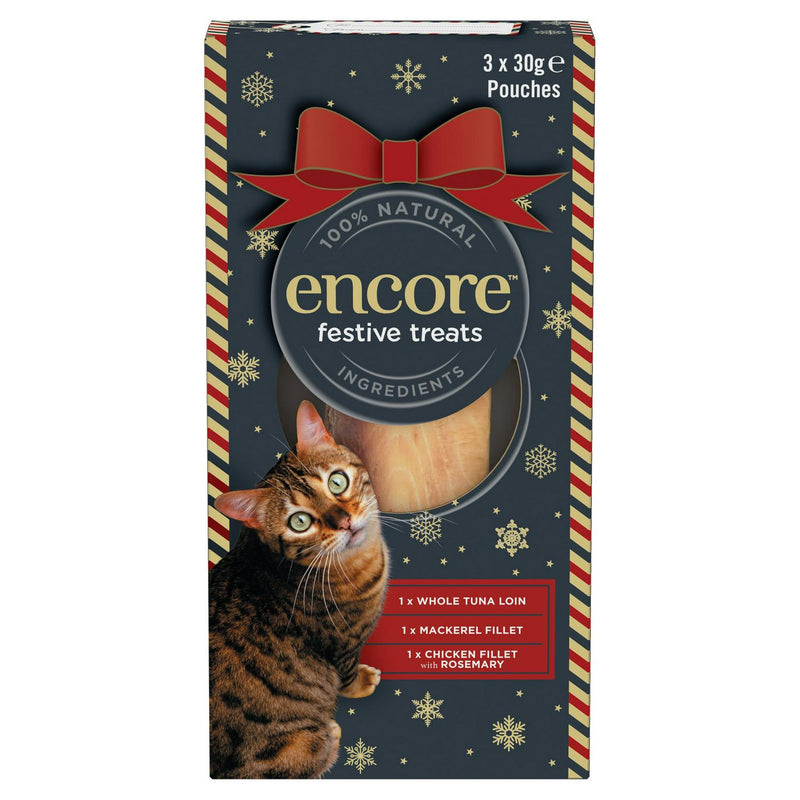 Encore Festive Treats Pouches for Cats 3 x 30g