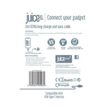 White USB C cable 2 metres for smartphones and tablets (British brand)