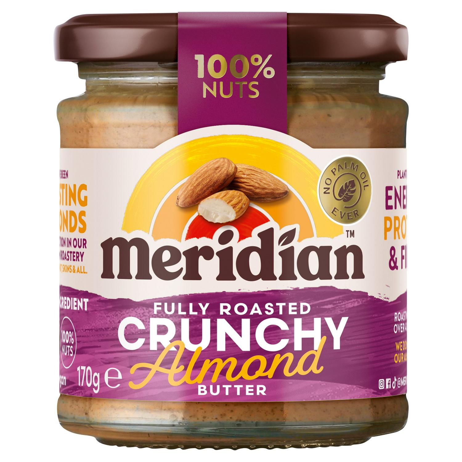 Meridian Crunchy Almond Butter 170g, imported from the UK