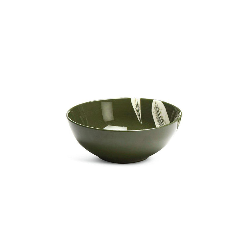 Habitat stoneware floral cereal bowl green 580ml, UK version