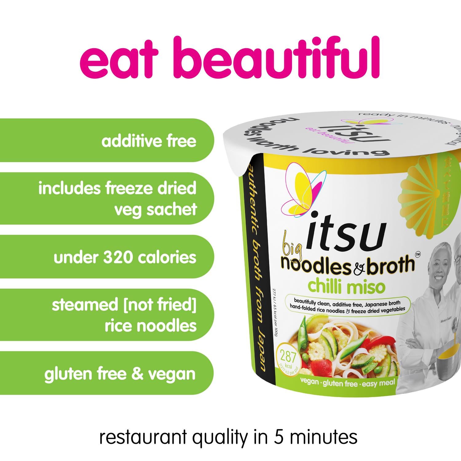 itsu Big Chilli Miso Instant Noodles Pot 98g, UK version