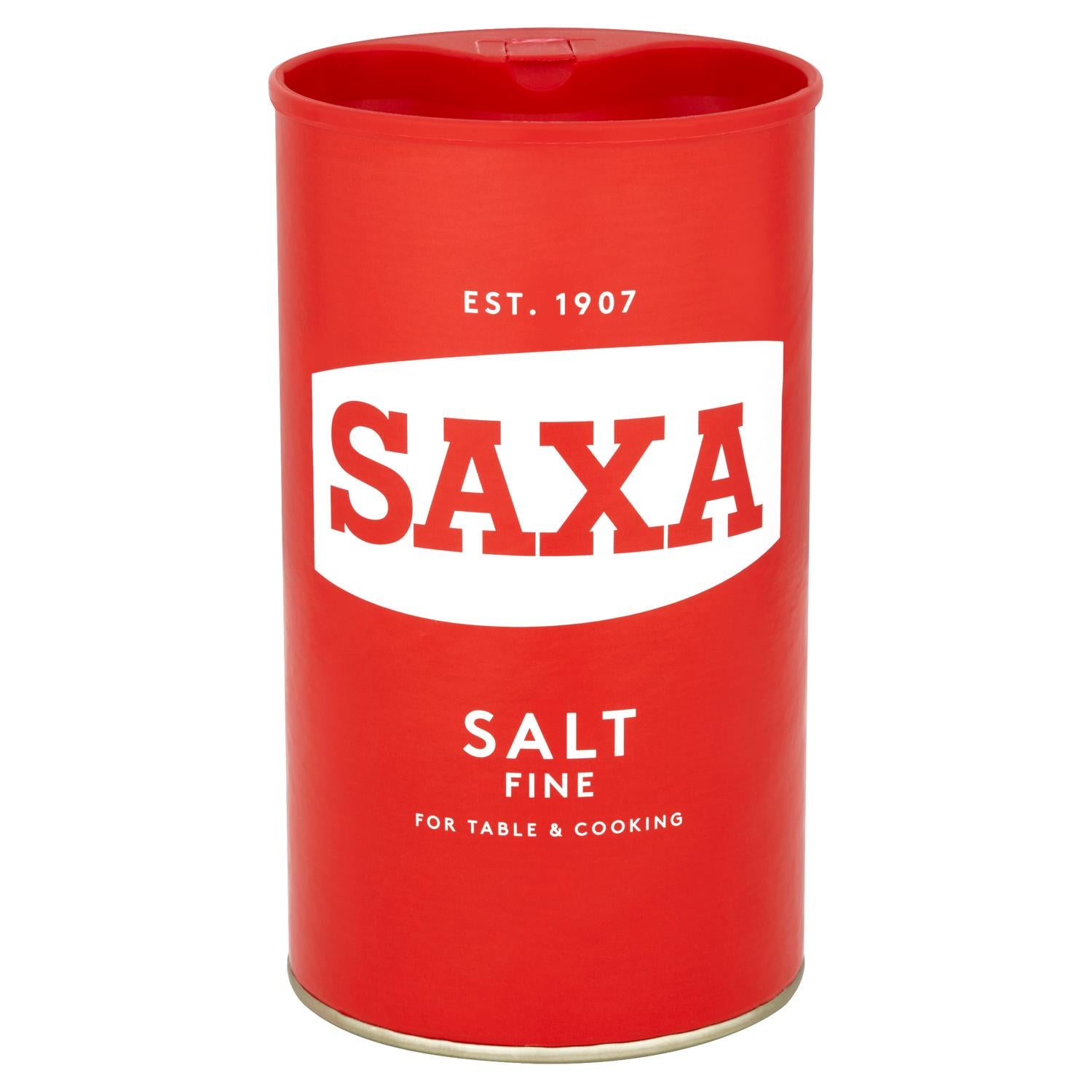 Saxa fine table salt drum 750g (British brand)