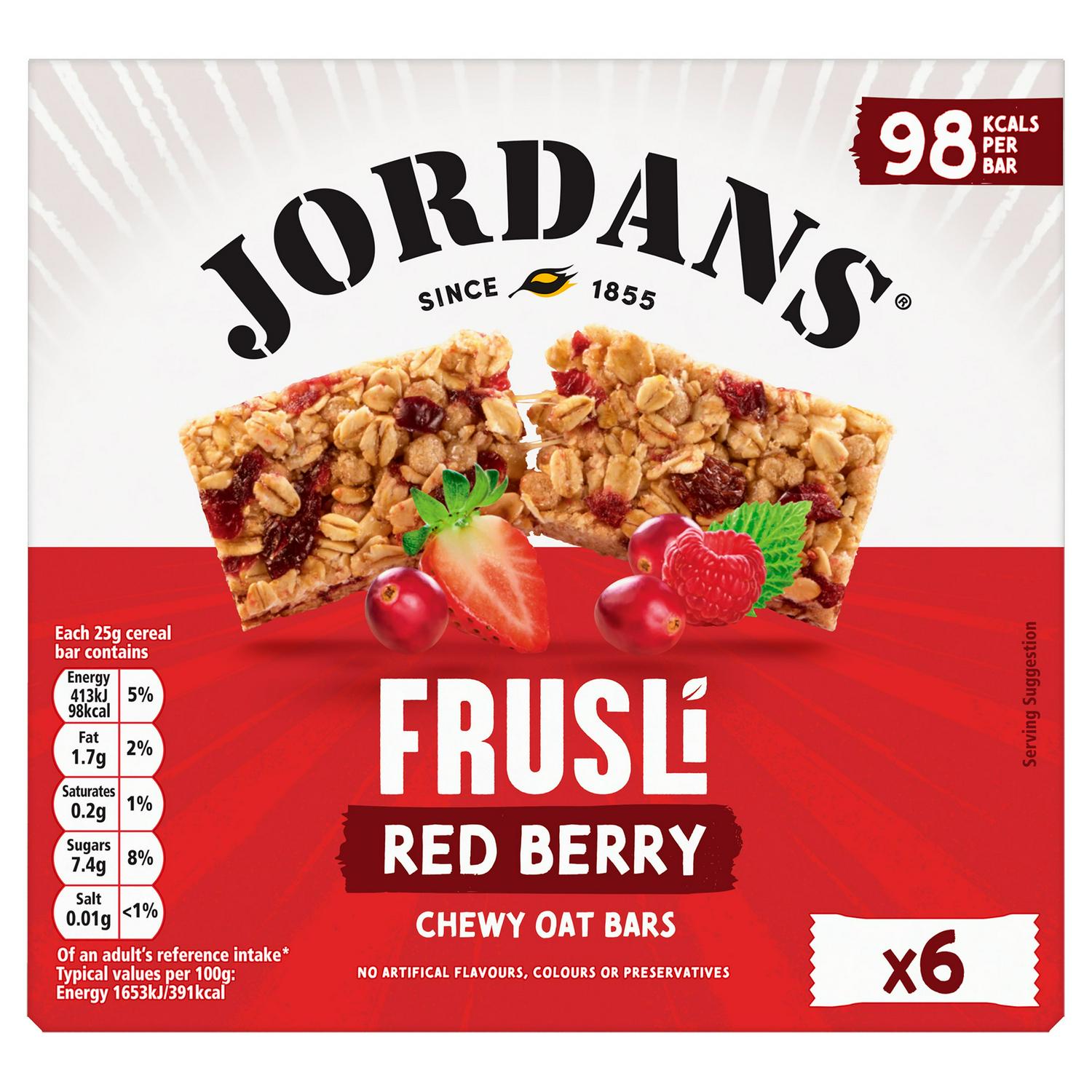 Jordans Red Berry Oat Cereal Bars 6 x 25g, UK version