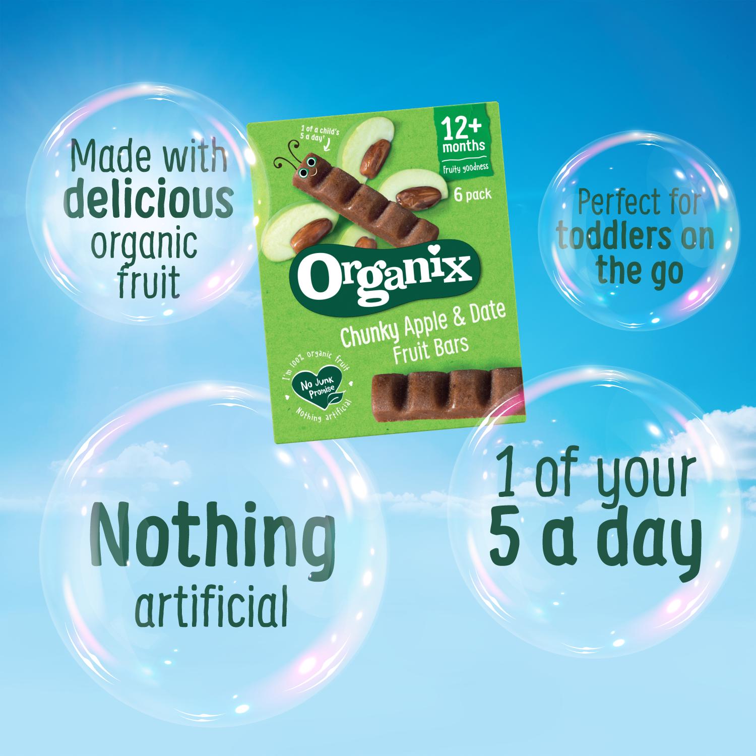 Organix apple date fruit bars multipack 6x17g, imported from the UK