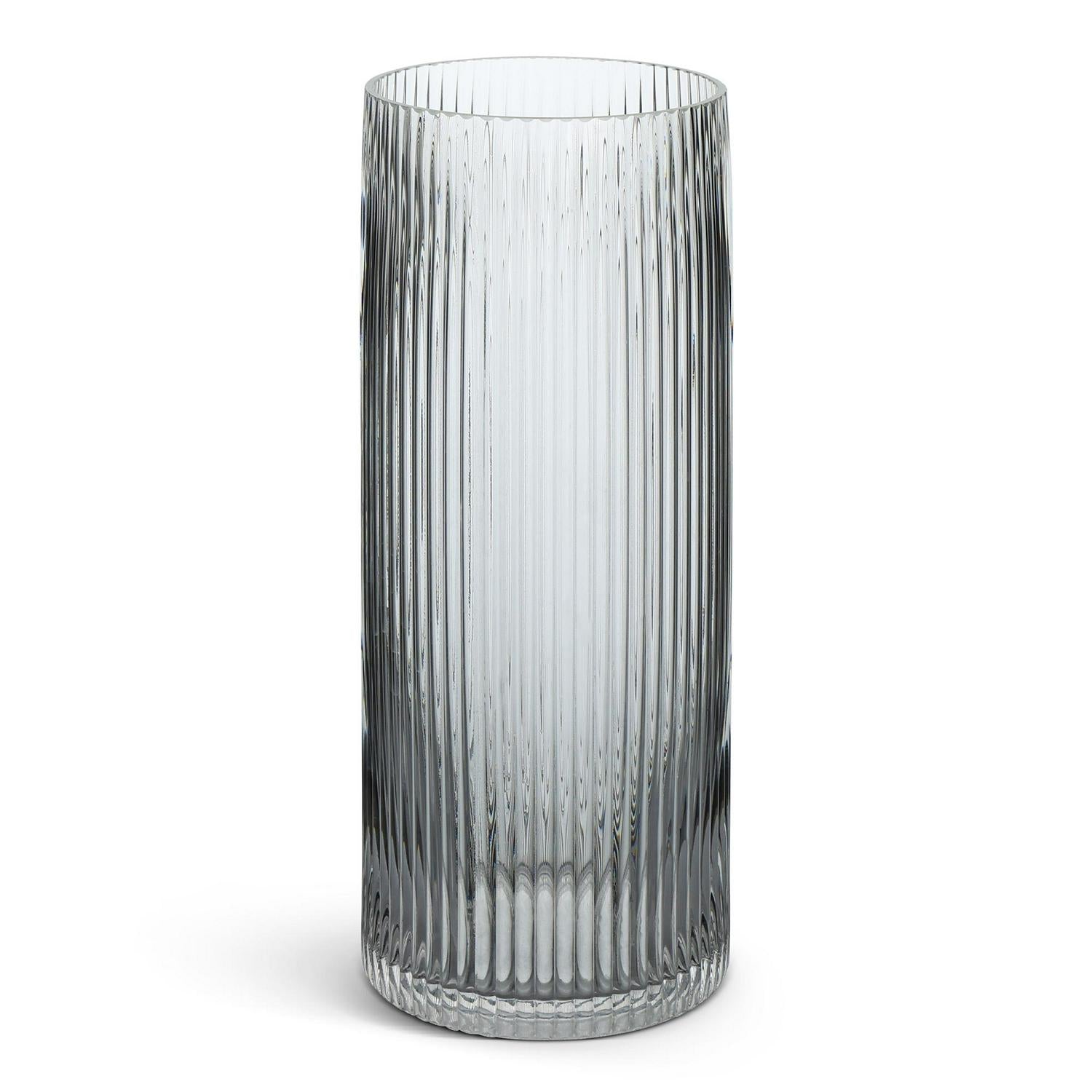 Habitat tall ribbed glass vase clear 30cm, UK version