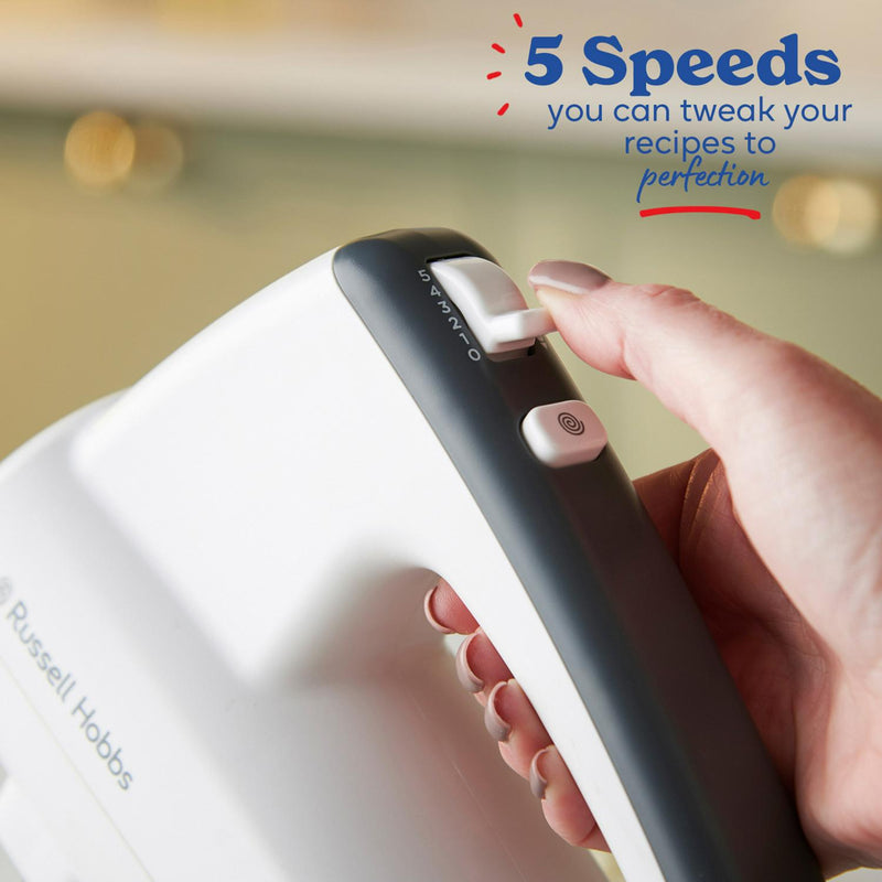 Russell Hobbs Go Create white hand mixer, imported from the UK