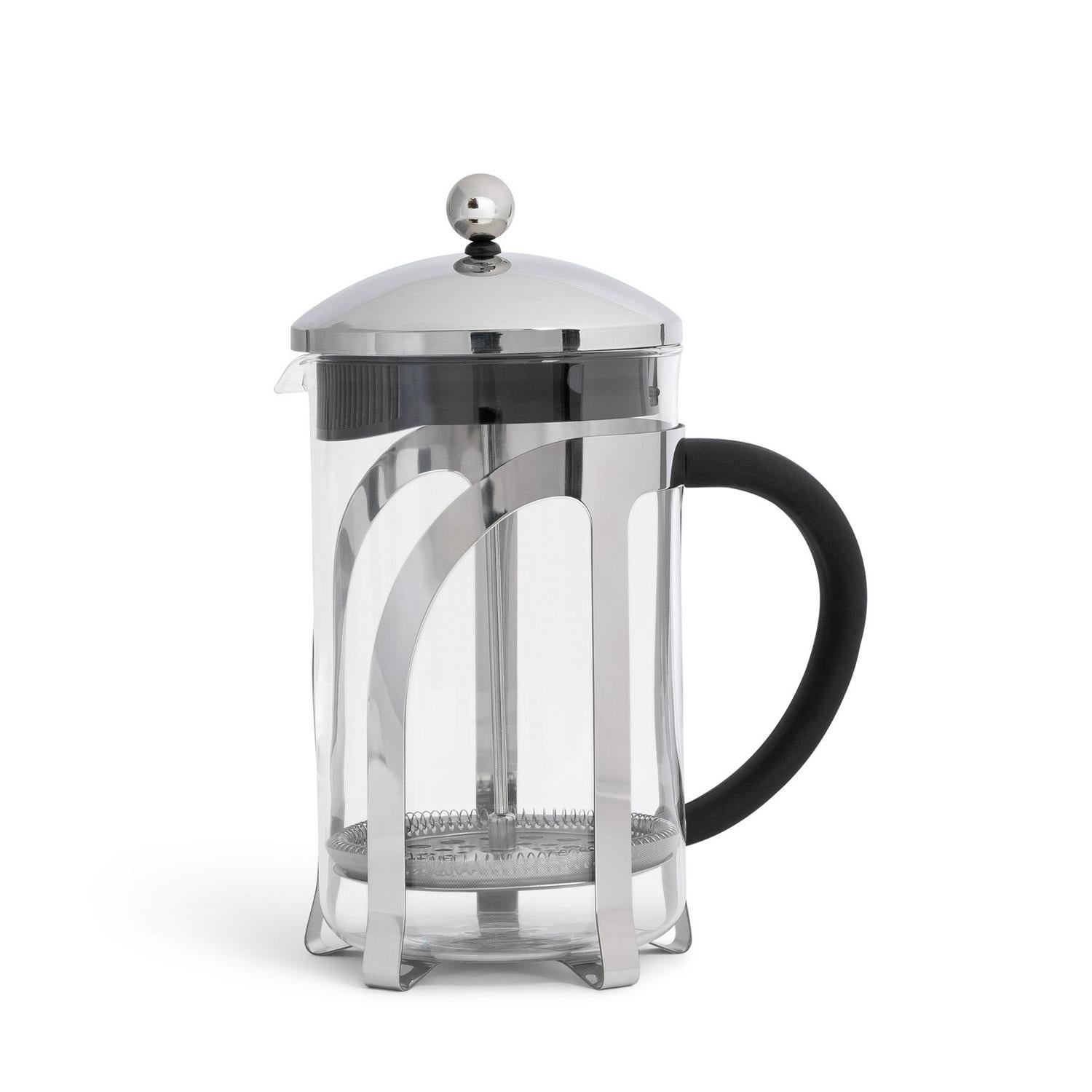 Habitat Chrome 12 Cup Glass Cafetiere with Black Handle, UK version