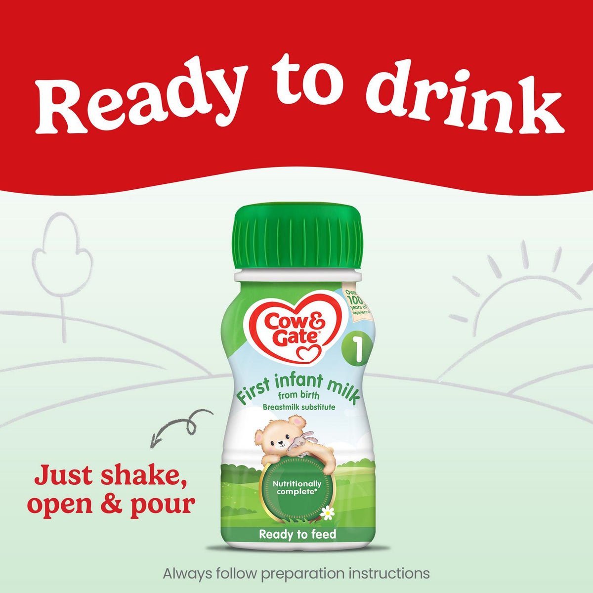 Ready-to-Feed Infant Milk Formula Liquid for Babies from Birth 1L with DHA