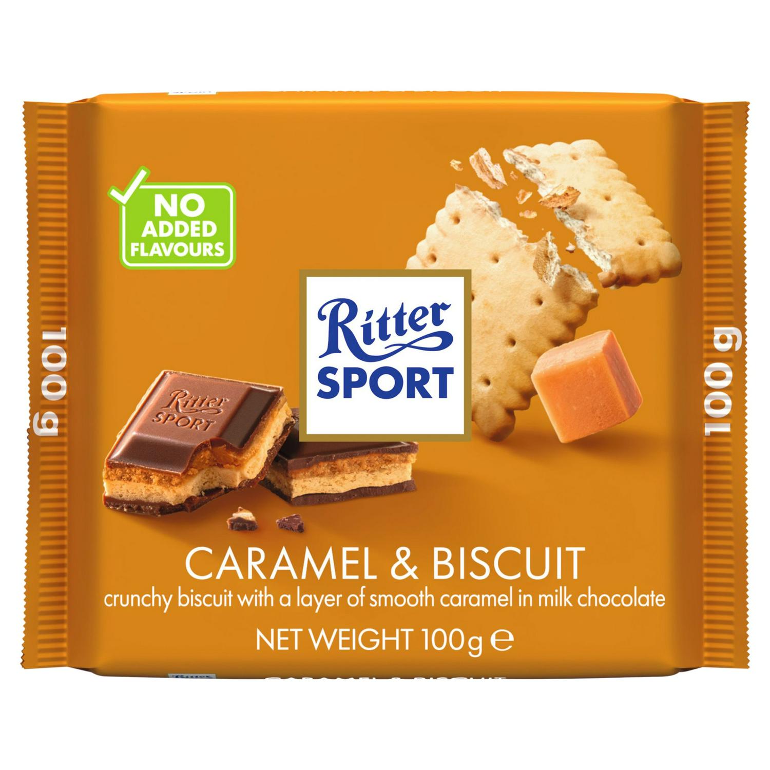 Ritter Sport caramel biscuit chocolate bar 100g, imported from the UK