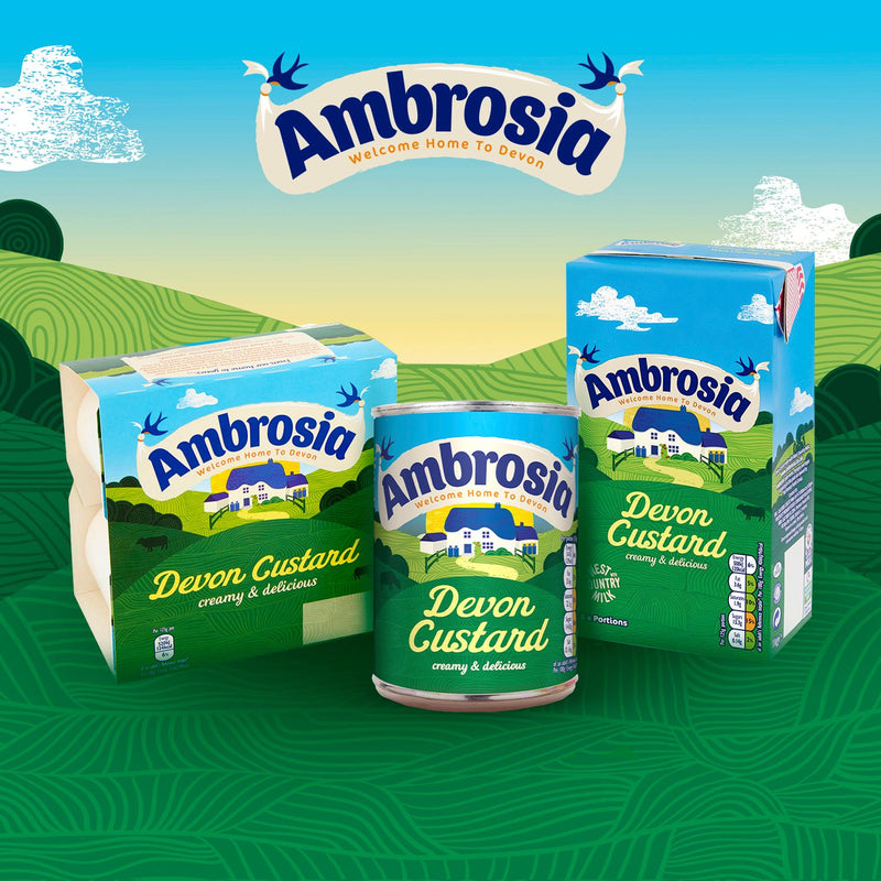 Ambrosia mini custard pots 6x55g lunchbox snack, imported from the UK
