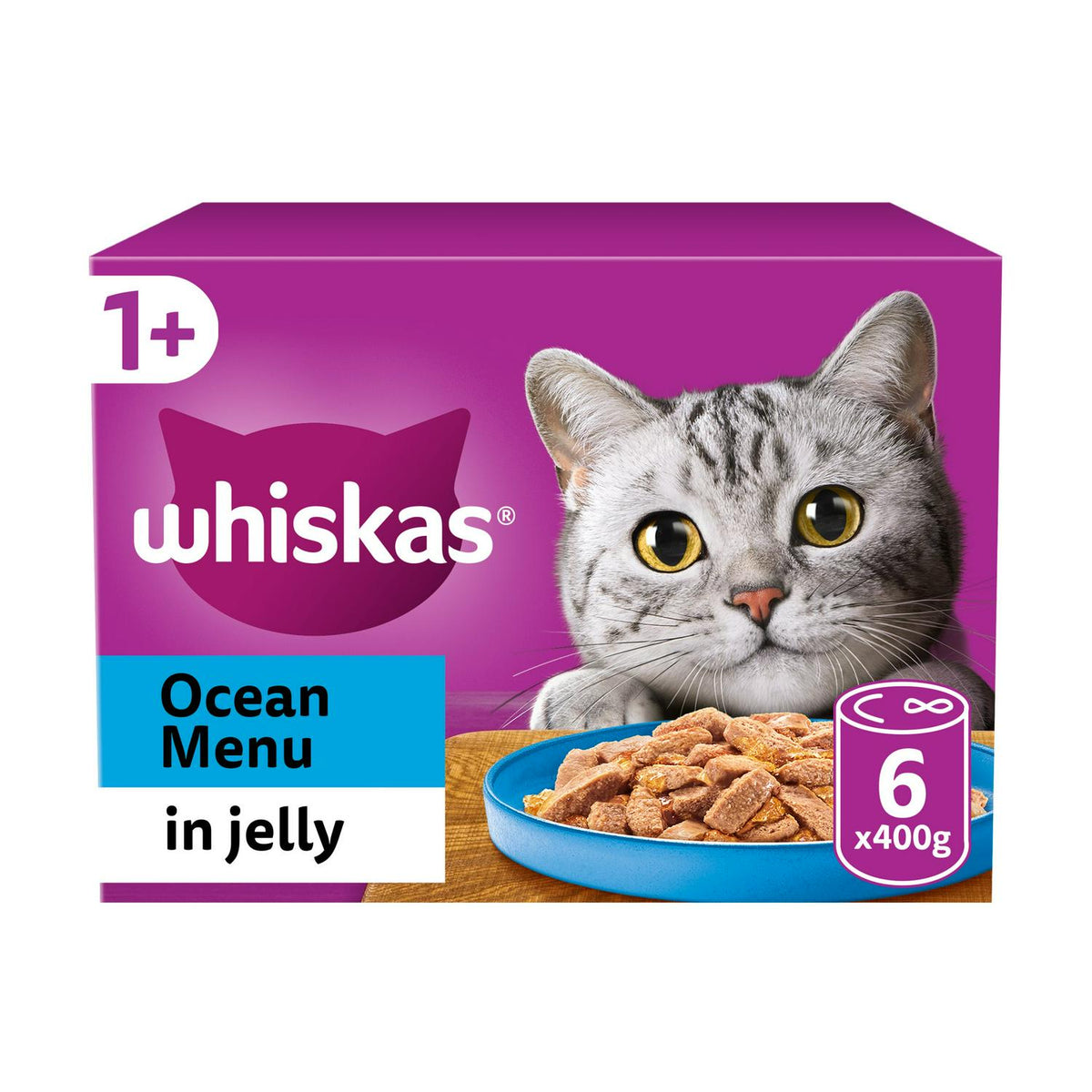 Whiskas Ocean Menu in Jelly Adult Wet Cat Food Tin 6 x 400g