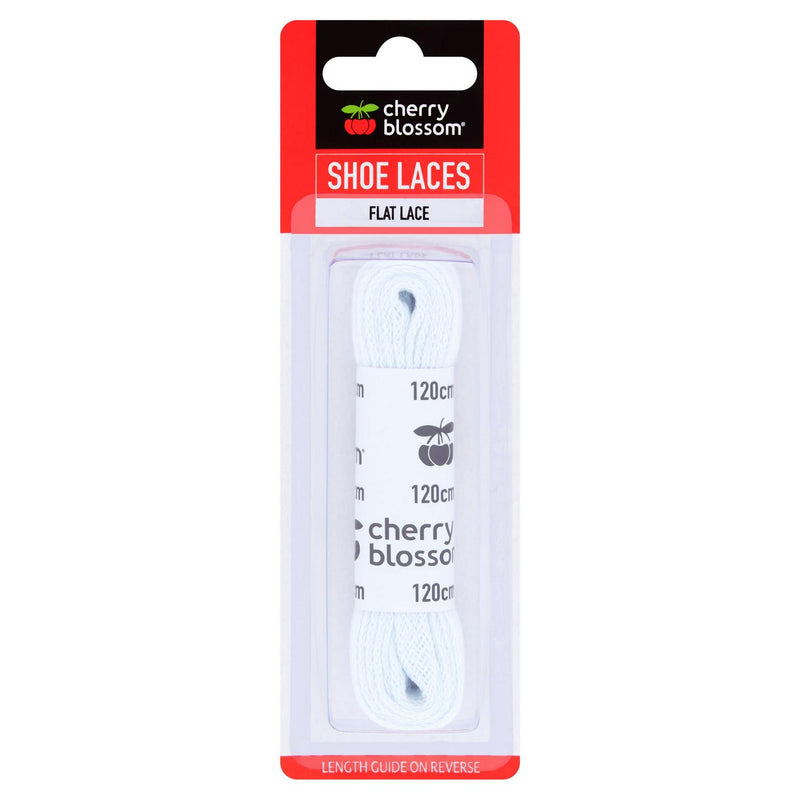Cherry Blossom Flat Lace White Shoelaces 120cm - British product