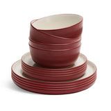 Habitat Stoneware 12 Piece Two Tone Red Dinner Set