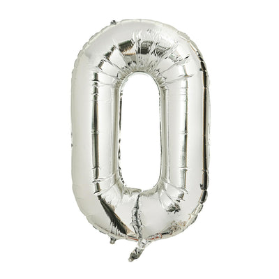 Ballon chiffre 0 en aluminium argenté, collection Sainsbury Home, 34 pouces