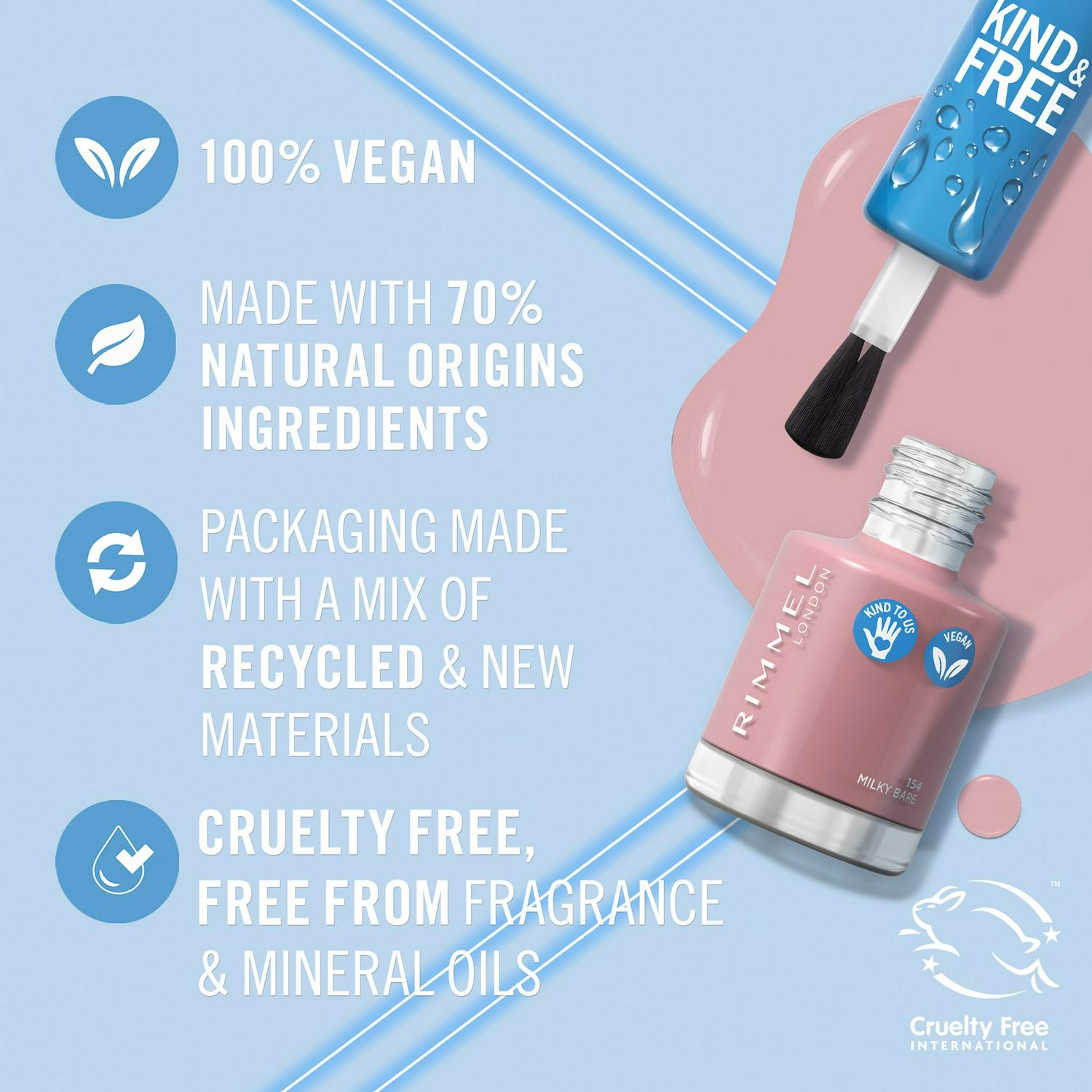 Vegan Plant-Based Nail Polish with Algae Strengthening Formula 8ml