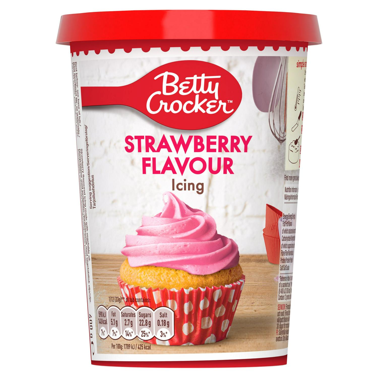 Betty Crocker strawberry flavour icing 400g tub - British product