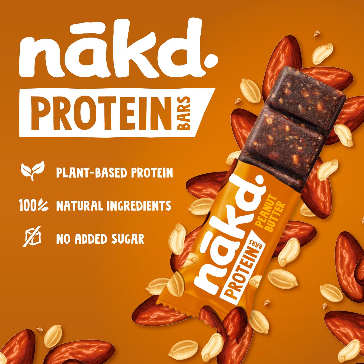 Nakd peanut butter protein bars 3x45g, imported from the UK