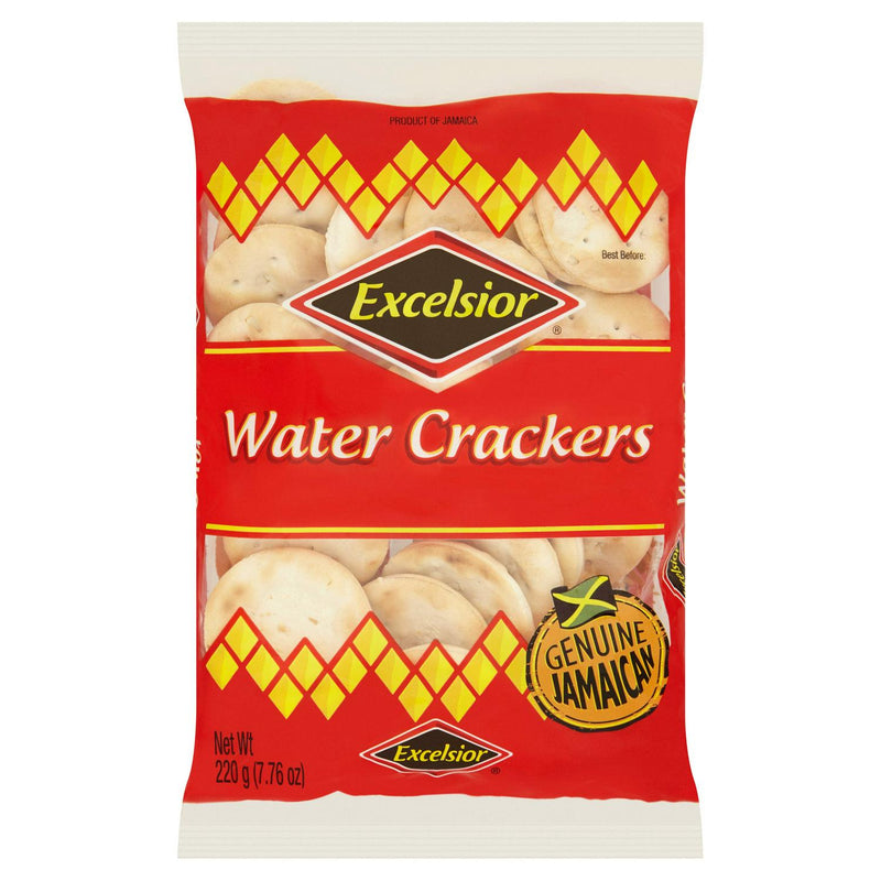 Excelsior Jamaican water crackers 220g made from enriched wheat - British product