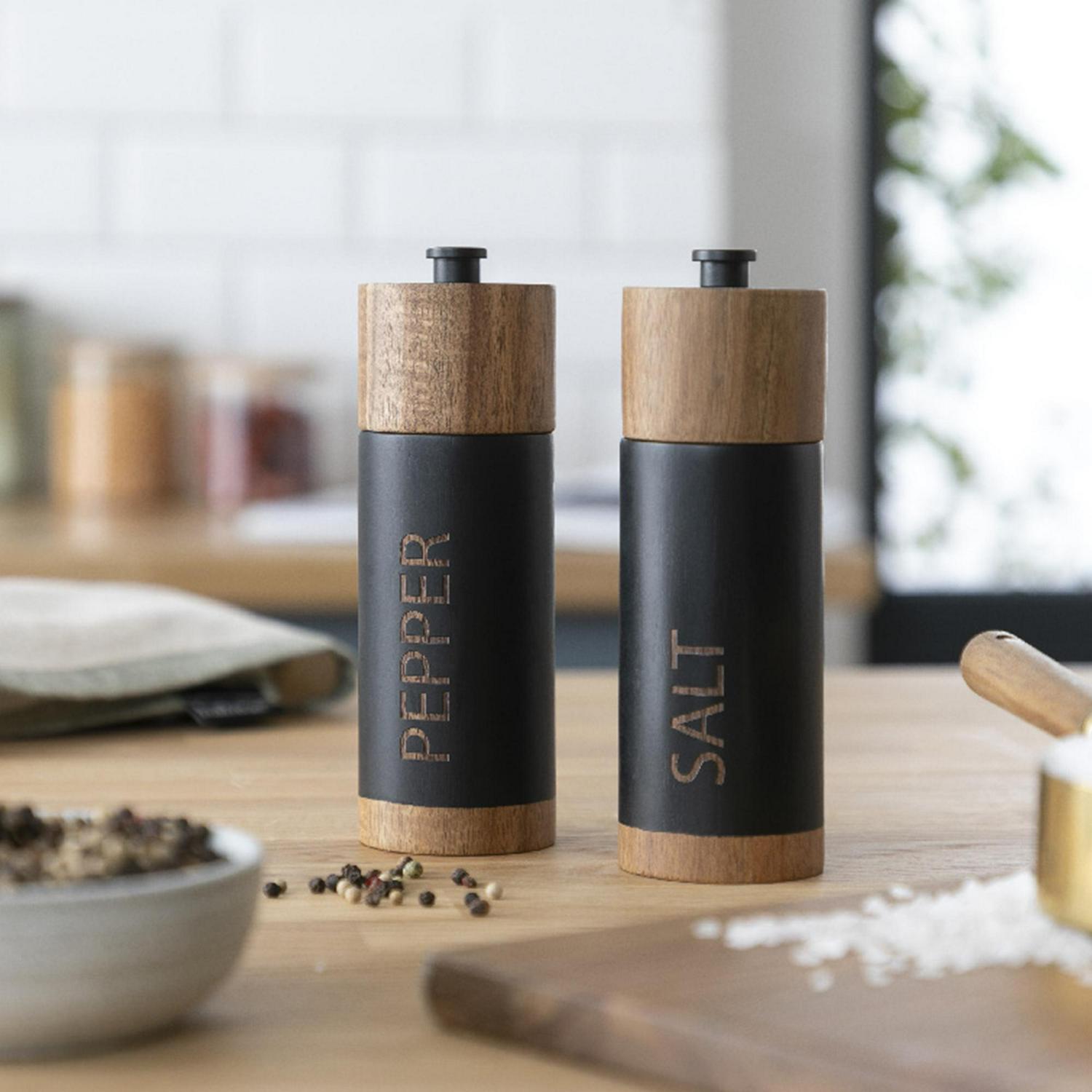 Habitat Acacia Wood Salt and Pepper Mill Black, UK version