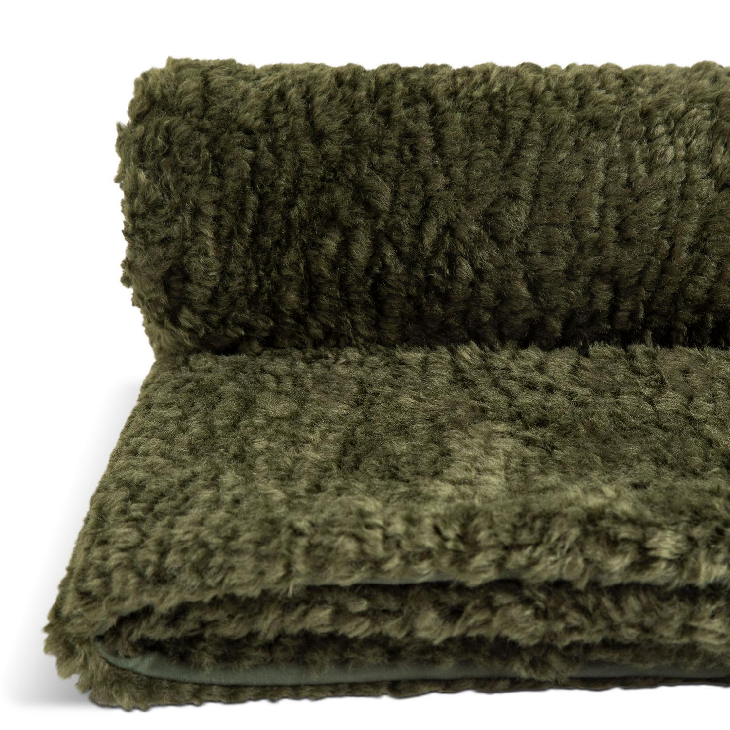 Habitat moss green shearling throw 125x150 cm, UK version