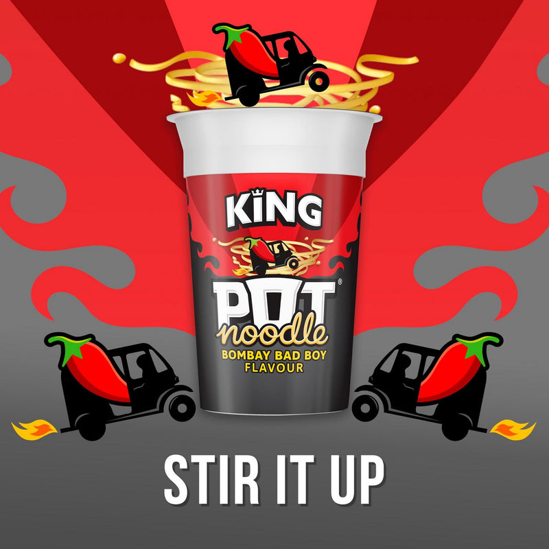 Pot Noodle Bombay Bad Boy King Pot noodles 114g, imported from the UK