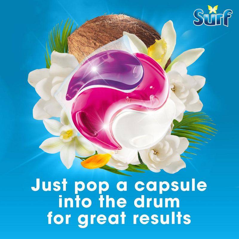 Surf 3 In 1 Laundry Capsules Coconut Bliss 15 Washes (British brand)