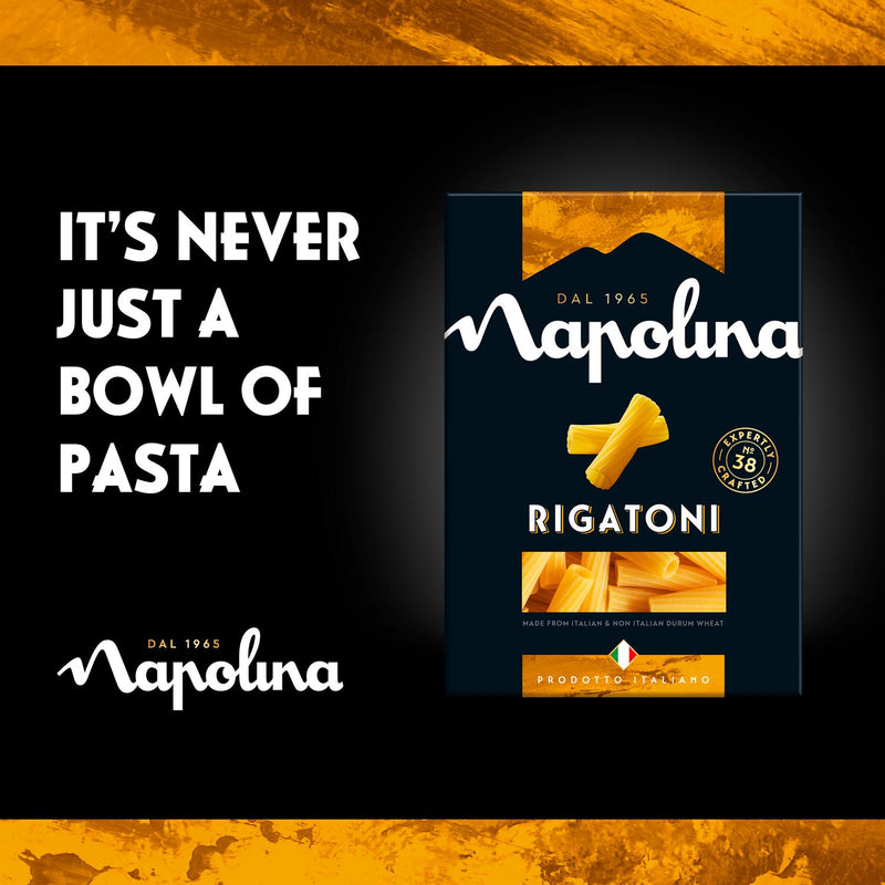 Napolina Rigatoni Pasta 500g, imported from the UK